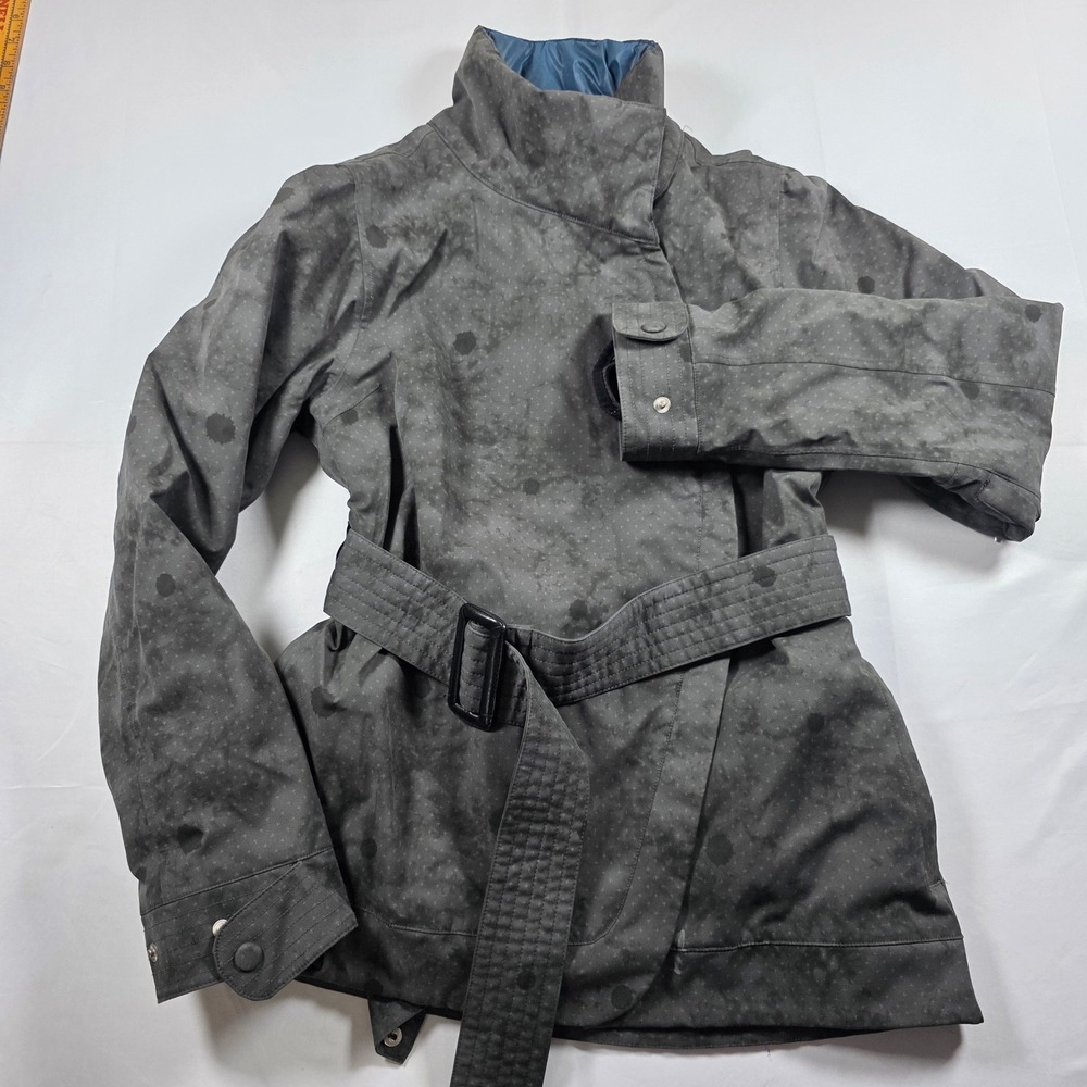 Holden Women Large Technical Belted Jacket Grey Polka Dot Gorpcore Snowboard